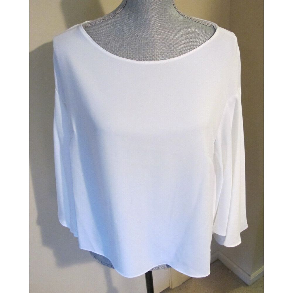 Women's Medium Lauren Ralph Lauren White Bell/Trumpet Sleeve Pullover Top/Blouse